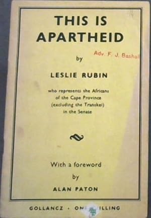 Seller image for This Is Apartheid for sale by Chapter 1