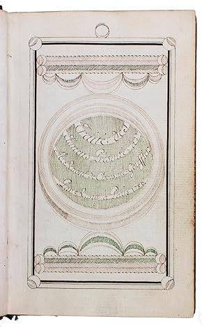 Immagine del venditore per Trait des elemens prsent  M. Raoul de Choiseul-Gouffier.Paris, 1786. Small 8vo. Calligraphic manuscript written in French in dark brown ink on paper, in a formal Latin script hand (a French-style "batard"), with an ornamental, calligraphic title-page in reddish brown, green, dark brown and black ink, each page in a thick-thin-thin border with circular decorations in each corner and centred at the head, running heads in the border, the heading of the "Avertissement" in a decorative script, and calligraphic chapter headings in circular or rectangular decorations and sub-headings in decorated horizontal bands. Contemporary red, gold-tooled morocco, the smooth spine divided into 6 panels (separated by lines flanked by dotted lines), the 2nd with a dark green title-label, each of the others with an 8-petalled flower, 10 dots, a decoration in each corner and another at each side, and a decorated band at the foot; each board with a border of thin-thick-thin fillets with a decoration stamp venduto da ASHER Rare Books