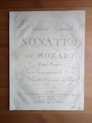 Bild des Verkufers fr Dernire grande sonate de Mozart pour Piano. Avec accompagnement de Violon et Violoncelle oblig par Pleyel. Grav par Michot. zum Verkauf von Flix ALBA MALZIEU