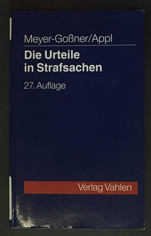 Seller image for Die Urteile in Strafsachen : sowie Beschlsse und Protokoll der Hauptverhandlung. for sale by books4less (Versandantiquariat Petra Gros GmbH & Co. KG)