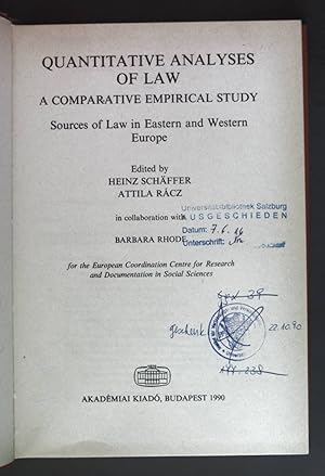 Bild des Verkufers fr Quantitative Analyses of Law: A Comparative Empirical Study/Sources of Law in Eastern and Western Europe. Comparative Research on Education zum Verkauf von books4less (Versandantiquariat Petra Gros GmbH & Co. KG)