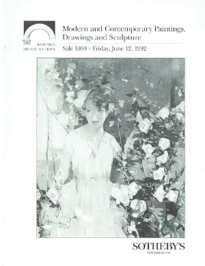 Seller image for Sothebys June 1992 Modern & Contemporary Paintings, Drawings and Sculpture for sale by thecatalogstarcom Ltd