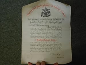 Imagen del vendedor de Masonic Certificate awarding "London Chapter Rank" to Charles Busby 1932 a la venta por Keoghs Books