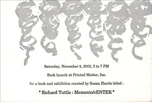 Immagine del venditore per Richard Tuttle : Memento / cENTER, Announcement Card for Book Launch at Printed Matter, Inc. venduto da Specific Object / David Platzker