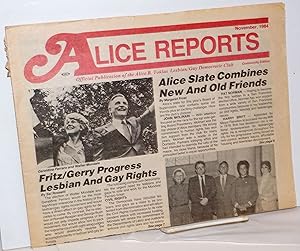 Seller image for Alice Reports: official publication of the Alice B. Toklas Democratic Club; Community Edition, November 1984 for sale by Bolerium Books Inc.