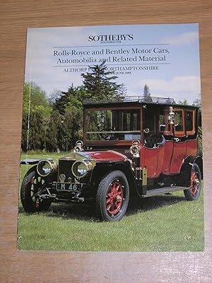 Sotheby Rolls Royce & Bentley Motor Cars Automobilia and Related Material Saturday 12 June 1993