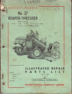 Massey-Harris No. 27 Reaper-Thresher Illustrated Repair Parts List