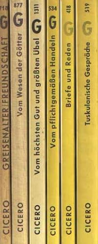 Bild des Verkufers fr Vom Wesen der Gtter. De Natura Deorum; Vom hchsten Gut und grossten bel. De finus bonorum et malorum; Vom pflichtgemassen Handeln. De officiis; Briefe und Reden; Tuskalanische Gesprche zum Verkauf von Bij tij en ontij ...