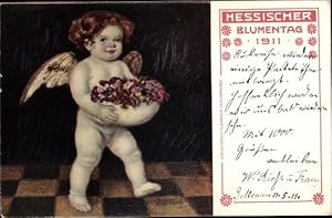 Künstler Ansichtskarte / Postkarte Hessischer Blumentag 1911, Engel
