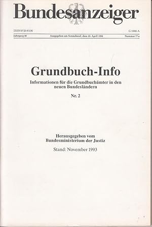 Immagine del venditore per Grundbuch-Info: Informationen fr die Grundbuchmter in den neuen Bundeslndern Nr. 2 venduto da Antiquariat Jterbook, Inh. H. Schulze