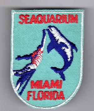Vintage 'Seaquarium - Miami Florida' Embroidered Souvenir Patch, Escutcheon Shape. Circa 1978