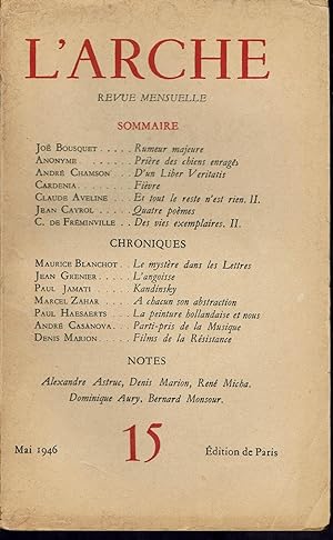 L'Arche n° 15. Revue Mensuelle. Mai 1946.