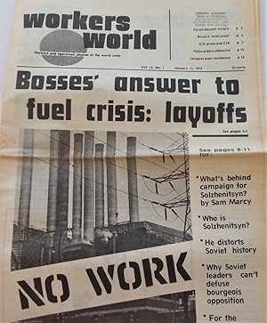 Seller image for Workers World (Vol. 16 No. 1 - January 11, 1974): Workers and Oppressed Peoples of the World Unite (Newspaper) for sale by Bloomsbury Books