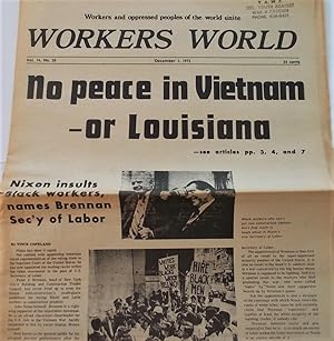 Seller image for Workers World (Vol. 14 No. 20 - December 1, 1972): Workers and Oppressed Peoples of the World Unite (Newspaper) for sale by Bloomsbury Books