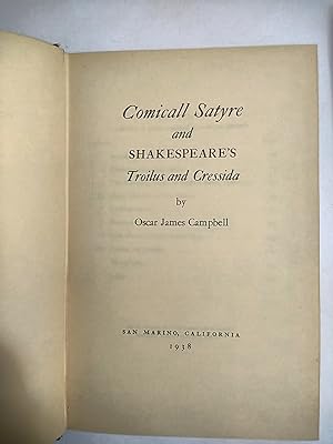 Immagine del venditore per COMICALL SATYRE AND SHAKESPEARE'S TROILUS AND CRESSIDA (HUNTINGTON LIBRARY PUBLICATIONS.) venduto da Early Republic Books