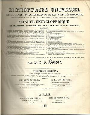 DICTIONNAIRE UNIVERSEL DE LA LANGUE FRANÇAISE, AVEC LE LATI ET L'ÉTYMOLOGIE. Extrait comparatif, ...