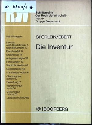 Bild des Verkufers fr Die Inventur nach Handels- und nach Steuerrecht. Schriftenreihe "Das Recht der Wirtschaft", Heft 44 zum Verkauf von books4less (Versandantiquariat Petra Gros GmbH & Co. KG)