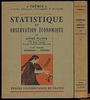 Image du vendeur pour STATISTIQUE ET OBSEVATION CONOMIQUE, t.I: Mthodologie  Statistique; t.II: conomtrie  Conjoncture  Comptabilit nationale, coll. Thmis mis en vente par La Memoire du Droit