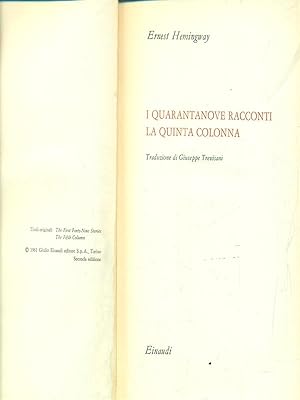 Imagen del vendedor de I quarantanove racconti. La quinta colonna a la venta por Librodifaccia