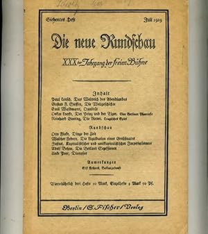 Die neue Rundschau, XXX. Jahrgang der freien Bühne, Siebentes Heft, Januar 1919.