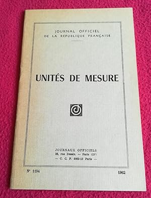 Imagen del vendedor de UNITES DE MESURE a la venta por LE BOUQUINISTE