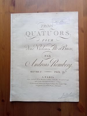 Immagine del venditore per Trois Quatuors pour deux Violons, Alto et Basse. Oeuvre 1. venduto da Flix ALBA MALZIEU