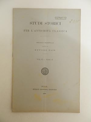 Bild des Verkufers fr Recensioni e notizie di G. De Sanctis estratto dagli studi storici per l'antichit classica. Vol. ll - Fasc. ll zum Verkauf von Libreria Spalavera