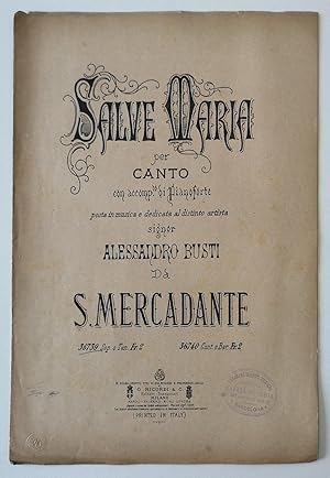 Seller image for Salve Maria per Canto con accomp. di Pianoforte. S. Mercadante for sale by LLEIXIULLIBRES