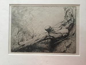 untitled, old man resting under a tree