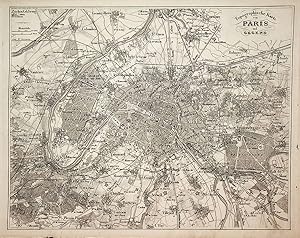 FRANKREICH /FRANCE, PARIS MAP CA. 1850 LANDKARTE; Titel Topographische Karte von Paris und Gegend