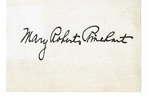 Image du vendeur pour MARY ROBERTS RINEHART'S AUTOGRAPH ON A CARD. mis en vente par Blue Mountain Books & Manuscripts, Ltd.