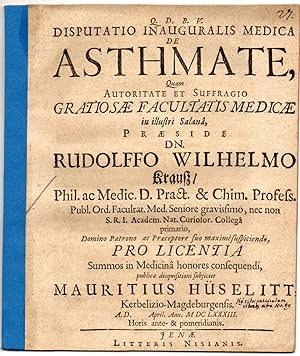 Medizinische Inaugural-Disputatio. De asthmate.