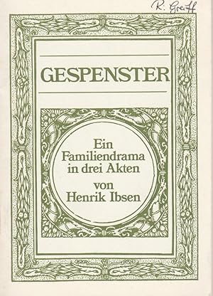 Bild des Verkufers fr Programmheft GESPENSTER. Familiendrama von Henrik Ibsen. Premiere 7. Oktober 1974 zum Verkauf von Programmhefte24 Schauspiel und Musiktheater der letzten 150 Jahre