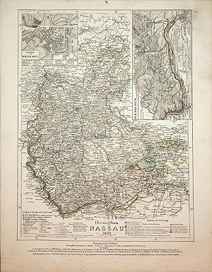 DEUTSCHLAND / GERMANY, HERZOGTUM NASSAU, DUCHY OF NASSAU MAP 1849 LANDKARTE; Titel: Herzogthum Na...