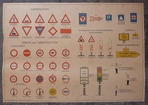 Unterrichtstafel Verkehrszeichen. Warnzeichen, Gebots- und Verbotszeichen,