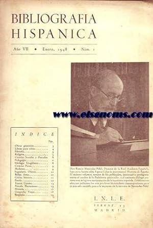 Image du vendeur pour Bibliografa Hispnica.Instiuto Nacional del Libro Espaol. Enero 1948. mis en vente par Llibreria Antiquria Els Gnoms