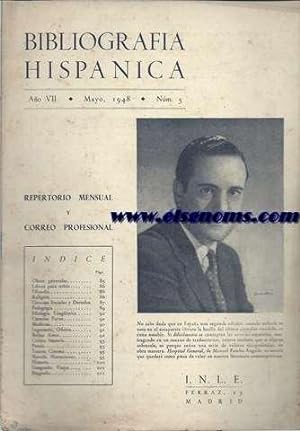 Image du vendeur pour Bibliografa Hispnica.Instiuto Nacional del Libro Espaol. Mayo 1948. mis en vente par Llibreria Antiquria Els Gnoms