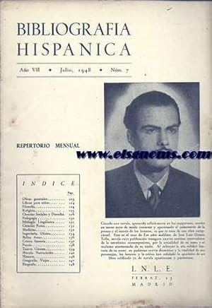 Image du vendeur pour Bibliografa Hispnica.Instiuto Nacional del Libro Espaol. Julio 1948. mis en vente par Llibreria Antiquria Els Gnoms