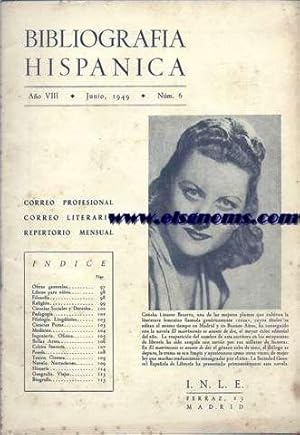 Image du vendeur pour Bibliografa Hispnica.Instiuto Nacional del Libro Espaol. Junio 1949. Correo profesional, Correo literario y Repertorio mensual. mis en vente par Llibreria Antiquria Els Gnoms