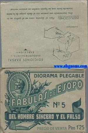 Image du vendeur pour Diorama plegable. Fbulas de Esopo N 5. Del hombre sincero y el falso. Precio de venta Ptas 1'25. mis en vente par Llibreria Antiquria Els Gnoms