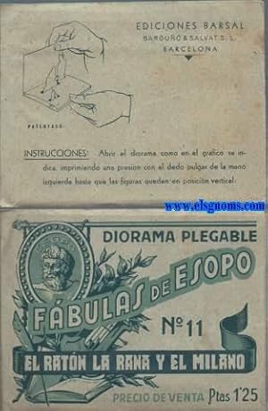 Image du vendeur pour Diorama plegable. Fbulas de Esopo N 11. El ratn la rana y el milano. Precio de venta Ptas 1'25. mis en vente par Llibreria Antiquria Els Gnoms