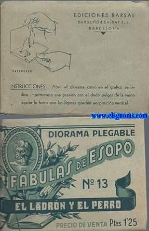 Image du vendeur pour Diorama plegable. Fbulas de Esopo N 13. El ladrn y el perro. Precio de venta Ptas 1'25. mis en vente par Llibreria Antiquria Els Gnoms