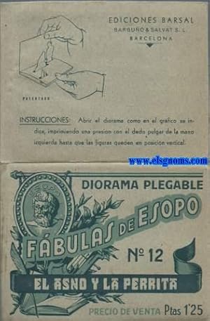 Image du vendeur pour Diorama plegable. Fbulas de Esopo N 12. El asno y la perrita. Precio de venta Ptas 1'25. mis en vente par Llibreria Antiquria Els Gnoms