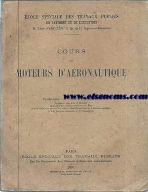 Seller image for Cours de moteurs d'Aronautique. for sale by Llibreria Antiquria Els Gnoms