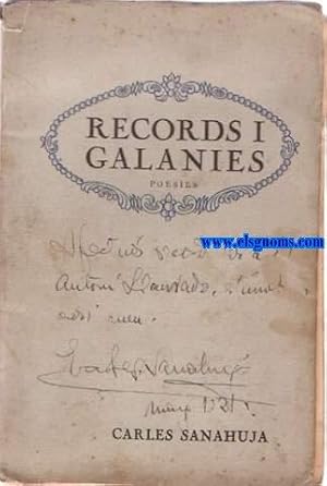 Imagen del vendedor de Records i galanies. Poesies. a la venta por Llibreria Antiquria Els Gnoms