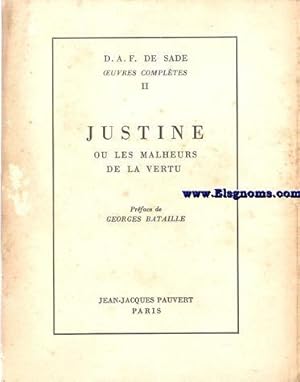 Image du vendeur pour Justine ou les malheurs de la vertu. Prface de Georges Bataille. mis en vente par Llibreria Antiquria Els Gnoms
