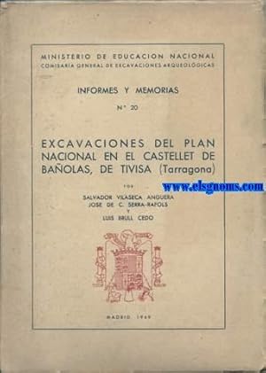 Imagen del vendedor de Excavaciones del Plan nacional en el Castellet de Baolas,de Tivisa (Tarragona). a la venta por Llibreria Antiquria Els Gnoms