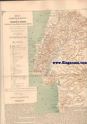 Imagen del vendedor de Atlas geogrfico y descriptivo de la Pennsula Ibrica:Provincia de Extremadura (Portugal). a la venta por Llibreria Antiquria Els Gnoms