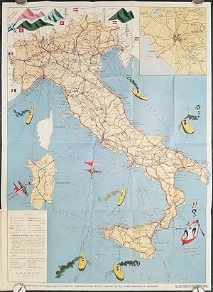 Vacances en Italie (Holidays in Italy). Map title: Carte d'Orientation de l'Italie avec les Voies...