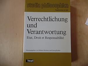 Seller image for Verrechtlichung und Verantwortung : berlegungen aus Anlass der Parole "Weniger Staat, mehr Freiheit" = Etat, droit et responsabilit. Studia philosophica / Supplementum ; 13 for sale by Antiquariat Rohde